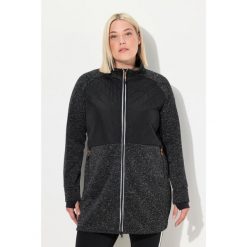 Damskie Długa bluza rozpinana z polarowej dzianiny dwukierunkowy zamek. Czarne bluzy bez kaptura Ulla Popken, plus size, bez wzorów, z dzianiny, bez kaptura. W wyprzedaży za 311.99 zł.