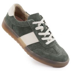 Skórzane półbuty damskie sportowe khaki Filippo DP6770. Brązowe półbuty wsuwane Filippo, bez wzorów, ze skóry, sportowe, bez obcasa. Za 195.99 zł.