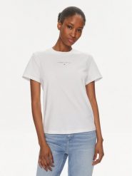 Tommy Jeans T-Shirt Essential Logo DW0DW17828 Biały Regular Fit. Białe t-shirty Tommy Jeans, xxs, bez wzorów, z bawełny, bez kołnierzyka, bez ramiączek. Za 169.99 zł.