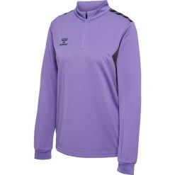 Damska bluza dresowa half zip Hummel Authentic. Fioletowe bluzy bez kaptura Hummel, bez wzorów, z dresówki, bez kaptura, na fitness i siłownię. Za 225.00 zł.
