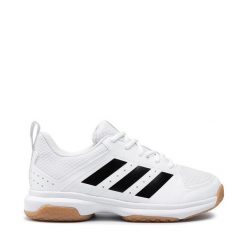 Buty halowe adidas. Białe buty sportowe lifestyle adidas, bez wzorów, bez zapięcia. Za 209.99 zł.