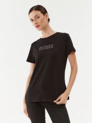 Guess T-Shirt V3BI11 J1314 Czarny Regular Fit. Czarne t-shirty Guess, m, z aplikacjami, z bawełny, bez kołnierzyka, bez ramiączek. Za 109.99 zł.