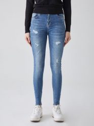 LTB Dżinsy "Amy X" - Skinny fit - w kolorze niebieskim rozmiar: W25/L30. Niebieskie jeansy LTB, l, z aplikacjami, ze skóry, klasyczne, z podwyższonym stanem. Za 66.16 zł.