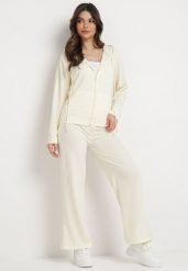 Jasnożółty Komplet Dresowy o Luźnym Fasonie Bluza na Suwak i Szerokie Spodnie Cristala. Żółte bluzy Born2be, m, bez wzorów, z dresówki, eleganckie, bez ramiączek, bez kaptura. W wyprzedaży za 76.49 zł.
