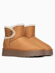 Blackfield Botki zimowe "Mebrela" w kolorze jasnobrązowym rozmiar: 37. Brązowe botki Blackfield, bez wzorów, bez obcasa, na platformie, bez zapięcia. Za 152.62 zł.