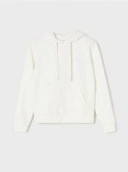 Dresowa bluza hoodie z kieszenią - kremowy. Białe bluzy Sinsay, l, bez wzorów, z dresówki, bez ramiączek, bez kaptura. Za 39.99 zł.