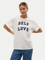 Vero Moda T-Shirt Halle 10321318 Biały Loose Fit. Białe t-shirty Vero Moda, s, bez wzorów, z bawełny, bez kołnierzyka, bez ramiączek. Za 49.99 zł.