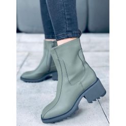 Botki damskie Tavria Green zielone. Zielone botki INNA MARKA, bez wzorów, z materiału, bez obcasa, bez zapięcia. Za 211.28 zł.