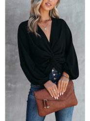 Milan Kiss Bluzka w kolorze czarnym rozmiar: S. Czarne bluzki Milan Kiss, s, bez wzorów, bez kołnierzyka, bez ramiączek. Za 97.28 zł.