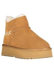 Geographical Norway Botki zimowe "Ofleche" w kolorze jasnobrązowym rozmiar: 37. Brązowe botki Geographical Norway, bez wzorów, z futra, bez obcasa, bez zapięcia. Za 165.31 zł.
