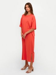 Kaffe Sukienka codzienna Edna 10507351 Czerwony Loose Fit. Czerwone sukienki Kaffe, na co dzień, s, bez wzorów, z bawełny, bez kołnierzyka, bez ramiączek, proste. Za 119.99 zł.
