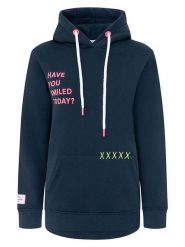 Zwillingsherz Bluza "Smile Cross" w kolorze granatowym rozmiar: M. Niebieskie bluzy Zwillingsherz, m, bez wzorów, bez ramiączek, z kapturem. Za 137.74 zł.