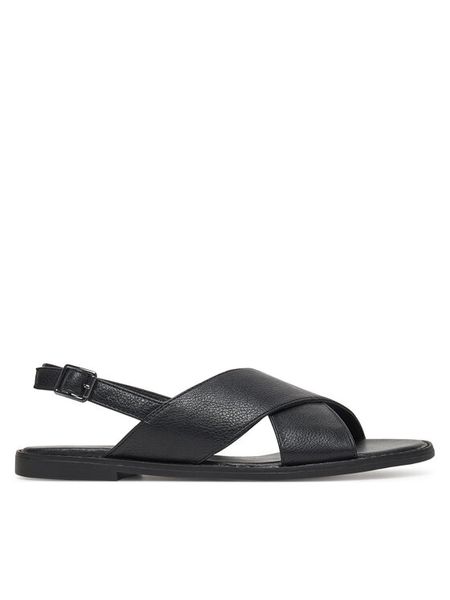 JENNY Sandały WS5551-10 Czarny. Czarne sandały Jenny, bez wzorów, z materiału, bez obcasa, na płaskiej podeszwie, bez zapięcia. Za 99.99 zł.