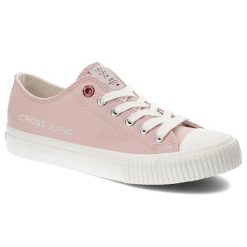 Różowe Trampki Cross Jeans Damskie Modne Obuwie. Czerwone trampki Cross Jeans, z aplikacjami, z jeansu, sportowe, bez zapięcia. Za 125.99 zł.