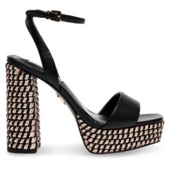 Sandały Steve Madden. Czarne sandały Steve Madden, bez wzorów, bez obcasa, na słupku, bez zapięcia. Za 419.99 zł.