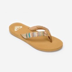 Japonki damskie Roxy Porto Raffia. Brązowe japonki Roxy, bez wzorów, z gumy. Za 129.99 zł.