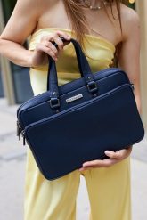 Torba skórzana aktówka teczka na laptopa 13" A4 Beltimore granatowa S15. Torby na laptopa bez wzorów. Za 279.99 zł.