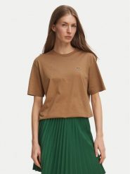Lacoste T-Shirt TF7215 Brązowy jasny Regular Fit. Brązowe t-shirty Lacoste, bez wzorów, z bawełny, bez kołnierzyka, bez ramiączek. Za 284.99 zł.
