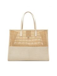 Tommy Hilfiger Torebka Th City Summer Tote Woven AW0AW17640 Beżowy. Brązowe shopper bag Tommy Hilfiger, bez wzorów, z materiału, bez dodatków. Za 699.99 zł.