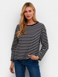 Kaffe Bluzka Winny 10507727 Granatowy Regular Fit. Niebieskie bluzki Kaffe, xs, bez wzorów, z bawełny, bez kołnierzyka, bez ramiączek. Za 99.99 zł.