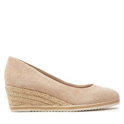 Espadryle Tamaris. Brązowe espadryle Tamaris, bez wzorów, bez obcasa. Za 359.99 zł.
