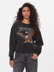 Tommy Jeans Bluza Vintage Eagle DW0DW16415 Czarny Cropped Fit. Czarne bluzy Tommy Jeans, m, bez wzorów, z bawełny, bez kaptura. Za 569.99 zł.