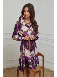 L'armoire de Suzette Sukienka w kolorze fioletowo-beżowym rozmiar: 34/36. Różowe sukienki L'armoire de Suzette, l, bez wzorów, klasyczne, bez kołnierzyka, bez ramiączek, midi. Za 79.40 zł.