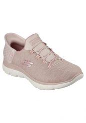 Tenisówki Skechers Model Slip-ins Summits- Dazzling Haze Kolor Rose. Czerwone trampki Skechers, bez wzorów, z dzianiny, bez zapięcia. Za 299.99 zł.