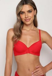 Czerwony Biustonosz Typu Full Cup z Regulowanymi Ramiączkami Crisanta. Czerwone biustonosze Born2be, bez wzorów, z satyny. Za 39.99 zł.