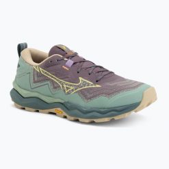 Buty do biegania damskie Mizuno Wave Daichi 9. Zielone buty do biegania Mizuno, bez wzorów, bez zapięcia, do biegania, mizuno wave. Za 449.99 zł.