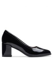 Clarks Czółenka Freva 55 Court 26174873 Czarny. Czarne czółenka Clarks, bez wzorów, z lakierowanej skóry, bez obcasa, bez zapięcia. Za 449.99 zł.