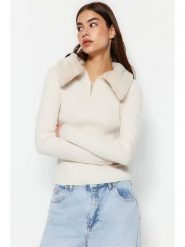 Trendyol Sweter w kolorze kremowym rozmiar: S. Brązowe swetry Trendyol, s, bez wzorów, bez ramiączek. Za 78.99 zł.