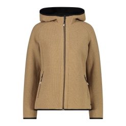 Kurtka z kapturem z recyklingowanej wełny damska CMP. Brązowe kurtki CMP, bez wzorów, z wełny, z kapturem. Za 675.50 zł.