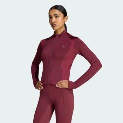 Bluza PrimeLift Essentials Workout Shine Zip. Czerwone bluzy bez kaptura adidas, uniwersalny, bez wzorów, z elastanu, bez kaptura, climacool (adidas). Za 239.00 zł.