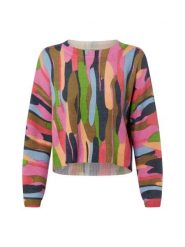 Nümph Damski sweter z dzianiny z zawartością wełny - Nuamara Kobiety różowy|wielokolorowy wzorzysty, M. Czerwone swetry Nümph, m, bez wzorów, z dzianiny, bez ramiączek. Za 499.95 zł.