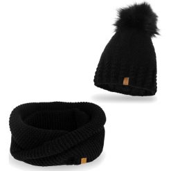 Nandy Damski Komplet Zimowy Czapka Komin Rękawiczki - Zest-Ck-14503-Czrn. Czapki zimowe Nandy, na zimę, bez wzorów. Za 95.90 zł.