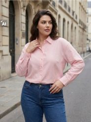 Koszula z domieszką lnu Plus size - różowy. Czerwone koszule Sinsay, plus size, bez wzorów, bez kołnierzyka, plus size, bez ramiączek. W wyprzedaży za 25.99 zł.