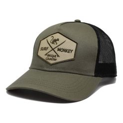 Czapka Trucker - 5 Paneli / Dorośli / Jeden Rozmiar (Oliwkowy/Czarny). Zielone czapki z daszkiem SURF MONKEY, bez wzorów, sportowe. Za 159.95 zł.