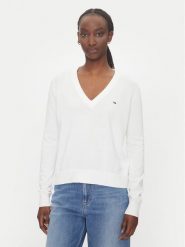 Tommy Jeans Sweter Essential DW0DW19888 Biały Regular Fit. Białe swetry Tommy Jeans, l, bez wzorów, z bawełny, bez ramiączek. Za 389.99 zł.