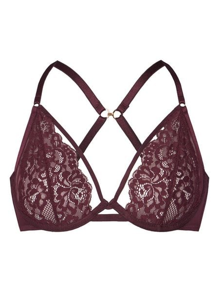 Hunkemöller Biustonosz z fiszbiną 302379 Bordowy. Czerwone biustonosze Hunkemöller, bez wzorów, z syntetyku. Za 139.99 zł.