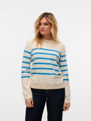 Vero Moda Sweter w kolorze kremowo-błękitnym rozmiar: XXL. Brązowe swetry Vero Moda, xxl, bez wzorów, ze splotem, bez ramiączek. Za 57.20 zł.