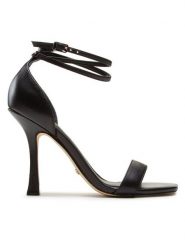 Guess Sandały Hylan2 FL6HN2 LEA03 Czarny. Czarne sandały Guess, z aplikacjami, ze skóry, bez obcasa, na szpilce, bez zapięcia. Za 529.99 zł.