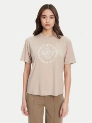 Guess T-Shirt V5YI05 KCOA2 Beżowy Regular Fit. Brązowe t-shirty Guess, xs, z aplikacjami, z wiskozy, bez kołnierzyka, bez ramiączek. Za 129.99 zł.