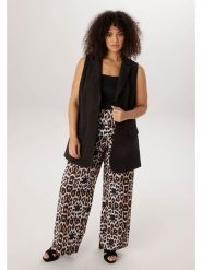 Aniston Spodnie w kolorze jasnobrązowo-czarnym rozmiar: 44. Brązowe spodnie materiałowe Aniston, bez wzorów, z materiału, z podwyższonym stanem. Za 173.99 zł.