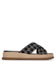 DKNY Klapki K1564874 Czarny. Czarne klapki DKNY, bez wzorów, z materiału, bez obcasa, bez zapięcia. Za 272.99 zł.