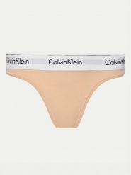 Calvin Klein Underwear Stringi 0000F3786E Pomarańczowy. Brązowe stringi Calvin Klein Underwear, bez wzorów, z bawełny. Za 49.99 zł.