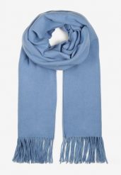 Niebieski Szalik z Tkaniny Wykończony Frędzlami Teofilla. Niebieskie szaliki i kominy Born2be, bez wzorów, z tkaniny, klasyczne. Za 34.99 zł.