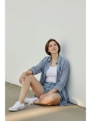 William de Faye Koszula w kolorze niebieskoszaro-białym rozmiar: 38. Niebieskie koszule William de Faye, bez wzorów, bez kołnierzyka, bez ramiączek. Za 121.99 zł.