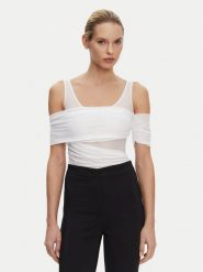 PINKO Body Bella 104832 A2H1 Biały Regular Fit. Białe body i gorsety Pinko, bez wzorów, z syntetyku, bez ramiączek. Za 619.99 zł.