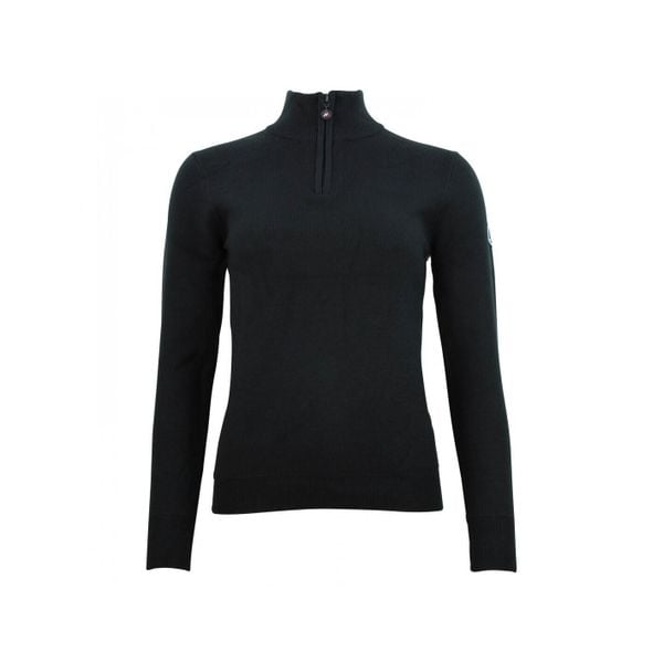 Damski sweter z golfem zapinany na zamek 1/2 Peak Mountain Acharlito. Czarne swetry Peak Mountain, bez wzorów, eleganckie, bez ramiączek. W wyprzedaży za 293.50 zł.